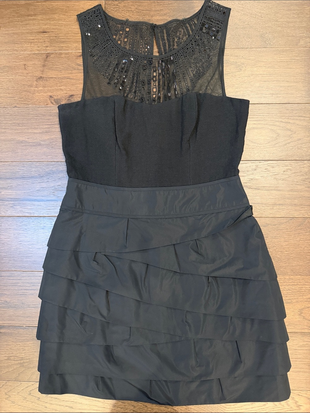 BCBGMaxAzria Black Beaded Mini Cocktail Dress Size 10 - C47-023